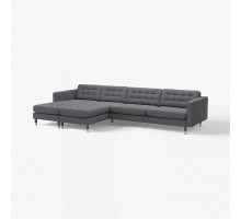 Sofa 5-osobowa, z szezlongami/Gunnared ciemnoszary/drewno LANDSKRONA 492.699.83