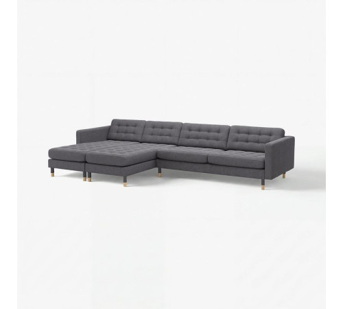 Sofa 5-osobowa, z szezlongami/Gunnared ciemnoszary/drewno LANDSKRONA 492.699.83
