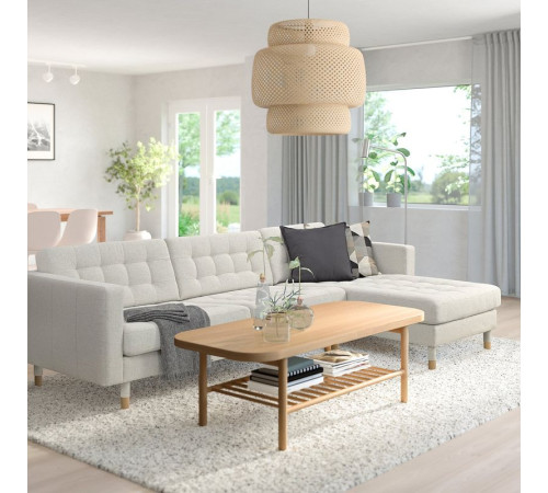 Sofa 4-osobowa z szezlongiem, Gunnared beżowy/drewno LANDSKRONA 494.353.36
