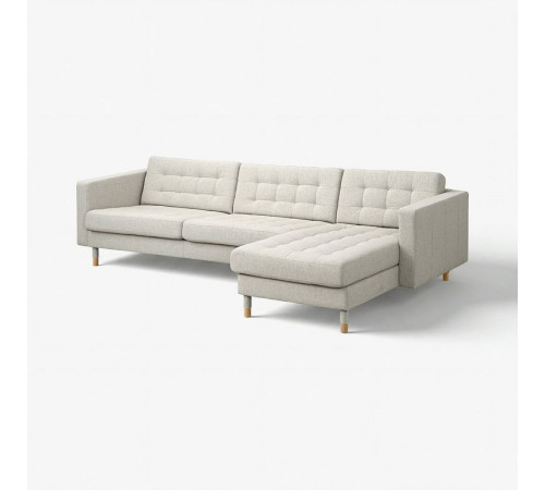 Sofa 4-osobowa z szezlongiem, Gunnared beżowy/drewno LANDSKRONA 494.353.36