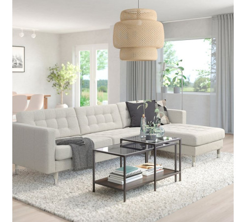 Sofa 4-osobowa z szezlongiem, Gunnared beżowy/metal LANDSKRONA 494.353.41