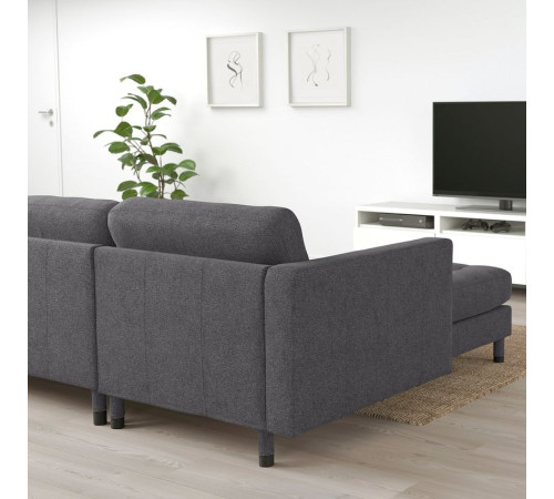 Sofa 3-osobowa z szezlongiem, Gunnared ciemnoszary/drewno/czarny LANDSKRONA 494.442.27