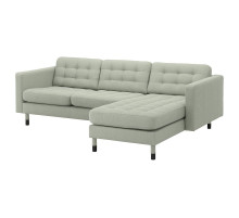 Sofa 3-osobowa z szezlongiem, Gunnared jasnozielony/drewno/czarny LANDSKRONA 494.442.32