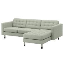Sofa 3-osobowa z szezlongiem, Gunnared jasnozielony/drewno/czarny LANDSKRONA 494.442.32