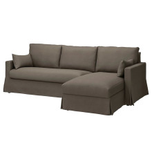 Трехместный диван с шезлонгом, справа, Gransel серо-коричневый HILLARP 494.958.20