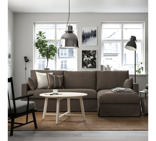 Sofa 3o z szezlongiem, prawy, Gransel szarobrązowy HYLTARP 494.958.20