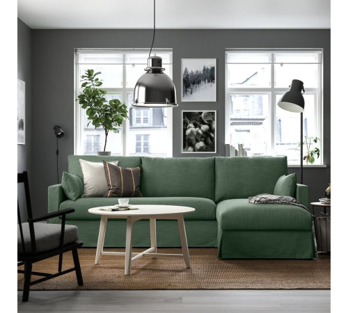 Sofa 3o z szezlongiem, prawy, Hemmesta szarozielony HYLTARP 495.149.70