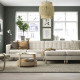 Sofa 4 osobowa z szezlongiem, Gunnared beżowy/drewno LANDSKRONA 495.542.92