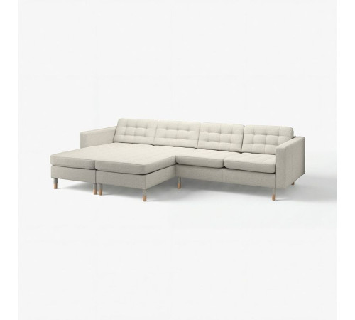 Sofa 4 osobowa z szezlongiem, Gunnared beżowy/drewno LANDSKRONA 495.542.92