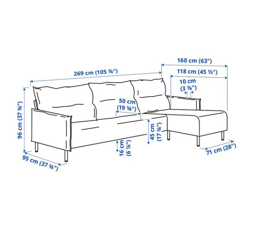 Sofa 4-osobowa z szezlongiem, Gunnared beżowy MANNARP 496.040.70