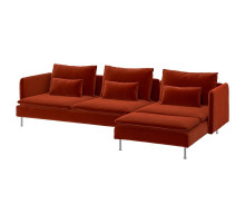 Sofa 4-osobowa, z szezlongiem/Alhamn głęboki pomarańczowo-czerwony SÖDERHAMN 496.220.88