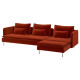 Sofa 4-osobowa, z szezlongiem/Alhamn głęboki pomarańczowo-czerwony SÖDERHAMN 496.220.88