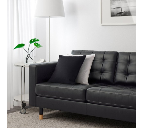 Sofa 3-osobowa, z szezlongiem/Grann/Bomstad czarny/drewno LANDSKRONA 590.318.77