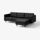 Sofa 3-osobowa, z szezlongiem/Grann/Bomstad czarny/drewno LANDSKRONA 590.318.77