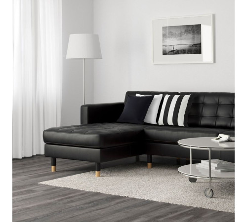 Sofa 5-osobowa, z szezlongami/Grann/Bomstad czarny/drewno LANDSKRONA 590.462.04