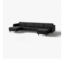 Sofa 5-osobowa, z szezlongami/Grann/Bomstad czarny/drewno LANDSKRONA 590.462.04