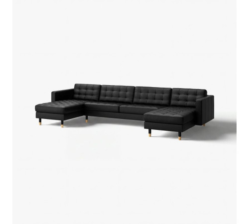 Sofa 5-osobowa, z szezlongami/Grann/Bomstad czarny/drewno LANDSKRONA 590.462.04