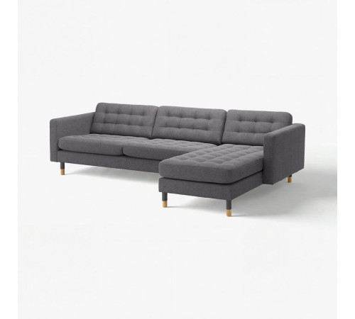 Sofa 4-osobowa, z szezlongiem/Gunnared ciemnoszary/drewno LANDSKRONA 592.703.73
