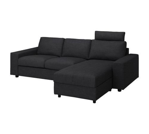 Sofa 3-osobowa z szezlongiem, z szerokimi podłokietnikami z zagłówkiem/Hillared antracyt VIMLE 594.327.71