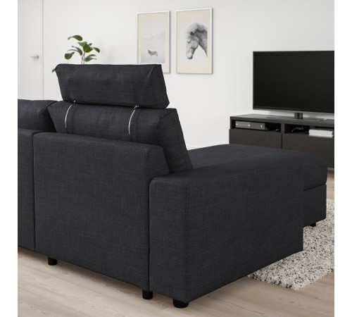 Sofa 3-osobowa z szezlongiem, z szerokimi podłokietnikami z zagłówkiem/Hillared antracyt VIMLE 594.327.71