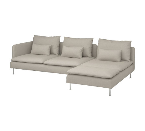 Sofa 4-osobowa z szezlongiem, i otwarty koniec Fridtuna/jasnobeżowy SÖDERHAMN 594.497.00
