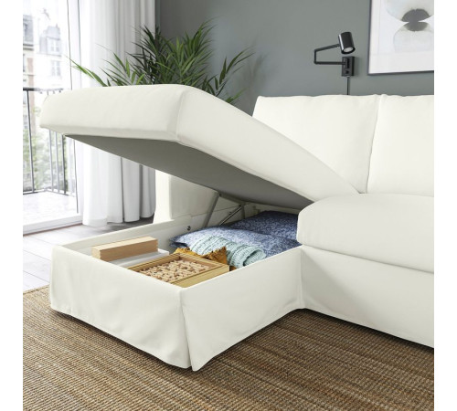 Sofa 3o z szezlongiem, lewy, Hallarp biały HYLTARP 594.896.92