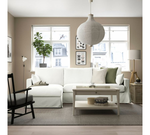 Sofa 3o z szezlongiem, lewy, Hallarp biały HYLTARP 594.896.92