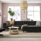 Sofa 4 osobowa z szezlongiem, Grann/Bomstad czarny/drewno LANDSKRONA 595.542.77