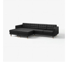 Sofa 4 osobowa z szezlongiem, Grann/Bomstad czarny/drewno LANDSKRONA 595.542.77