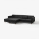 Sofa 4 osobowa z szezlongiem, Grann/Bomstad czarny/drewno LANDSKRONA 595.542.77