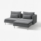 Sofa 2-osobowa, z szezlongiem z podłokietnikiem/Johanneshov ciemnoszary SÖDERHAMN 596.222.57