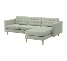 Sofa 3-osobowa, z szezlongiem/Gunnared jasnozielony/drewno LANDSKRONA 692.726.87