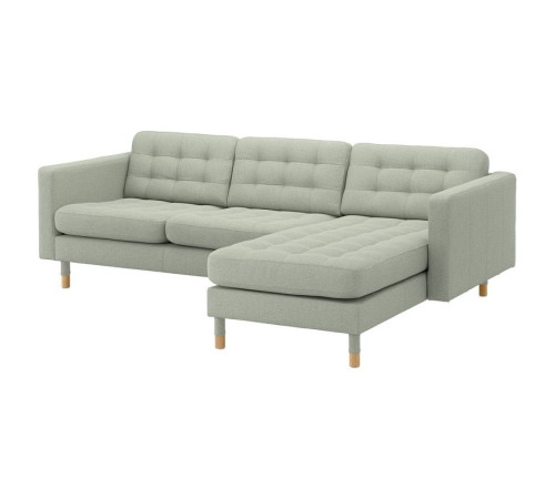 Sofa 3-osobowa, z szezlongiem/Gunnared jasnozielony/drewno LANDSKRONA 692.726.87