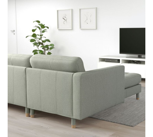 Sofa 3-osobowa, z szezlongiem/Gunnared jasnozielony/drewno LANDSKRONA 692.726.87