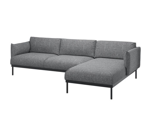 Sofa 3-osobowa z szezlongiem, Lejde szary-czarny ÄPPLARYD 694.180.67