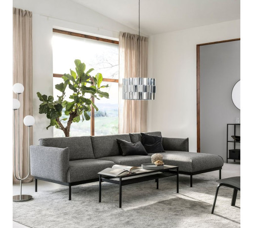 Sofa 3-osobowa z szezlongiem, Lejde szary-czarny ÄPPLARYD 694.180.67