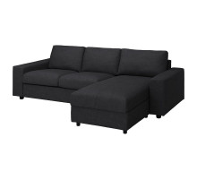 Sofa 3-osobowa z szezlongiem, z szerokimi podłokietnikami/Hillared antracyt VIMLE 694.327.75