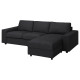 Sofa 3-osobowa z szezlongiem, z szerokimi podłokietnikami/Hillared antracyt VIMLE 694.327.75