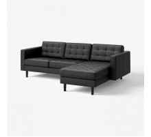 Sofa 3-osobowa z szezlongiem, Grann/Bomstad czarny/drewno/czarny LANDSKRONA 694.442.26