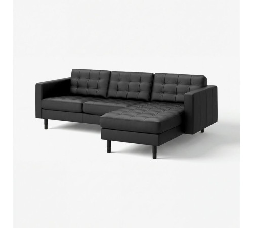 Sofa 3-osobowa z szezlongiem, Grann/Bomstad czarny/drewno/czarny LANDSKRONA 694.442.26