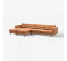 LANDSKRONA Sofa 5-osobowa z szezlongami, Grann/Bomstad złoto-brązowy/drewno/czarny