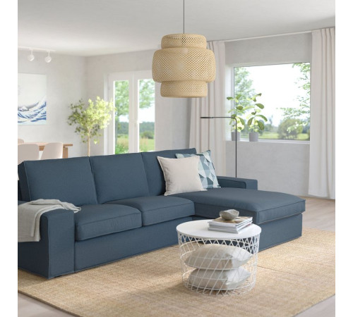 Sofa 3-osobowa z szezlongiem, Gunnared niebieski KIVIK 694.847.74
