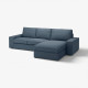 Sofa 3-osobowa z szezlongiem, Gunnared niebieski KIVIK 694.847.74