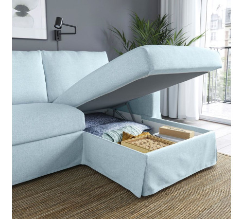 Sofa 3o z szezlongiem, prawy, Kilanda bladoniebieski HYLTARP 694.958.38