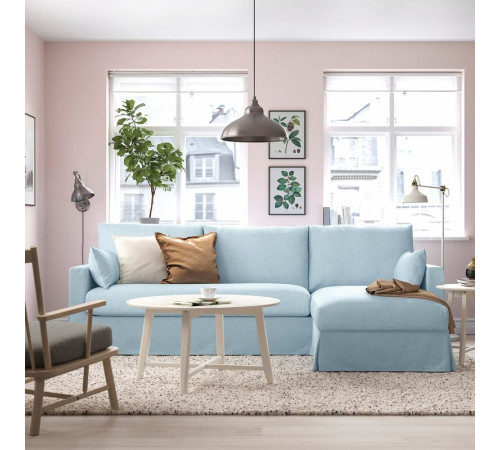 Sofa 3o z szezlongiem, prawy, Kilanda bladoniebieski HYLTARP 694.958.38