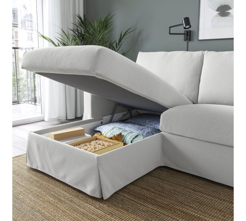 Sofa 3o z szezlongiem, lewy, Tallmyra biały/czarny HYLTARP 695.150.25