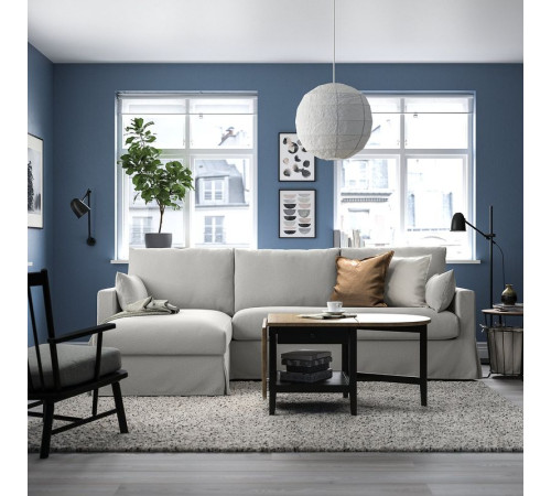 Sofa 3o z szezlongiem, lewy, Tallmyra biały/czarny HYLTARP 695.150.25
