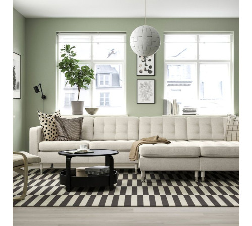 Sofa 4 osobowa z szezlongiem, Gunnared beżowy/metal LANDSKRONA 695.542.91
