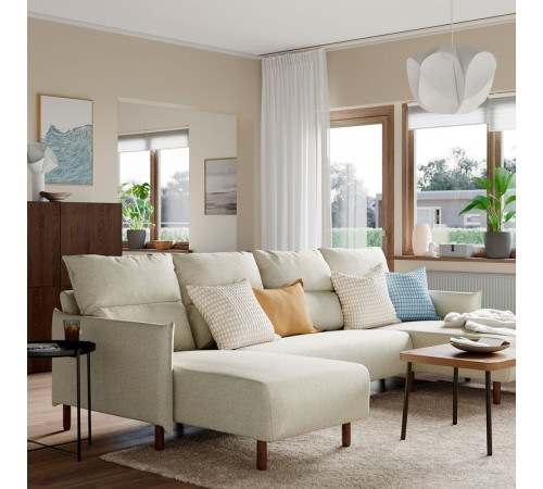 Sofa 4 osobowa z szezlongiem, Gunnared beżowy MANNARP 696.191.84