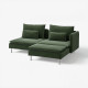 Sofa 2-osobowa, z szezlongiem z podłokietnikiem/Johanneshov ciemnozielony SÖDERHAMN 696.222.47